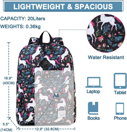 School Backpack for Kids, VASCHY Lightweight Water Resistant Casual Schoolbag Daypack for Men Women Teen Boys Girl Bookbag