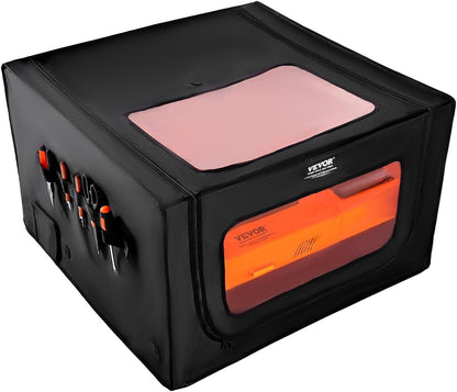 VEVOR Laser Engraver Enclosure, 31.5 x 31.5 x 19.6", Dual-Direction Viewing, Flame Retardant and Fireproof Protective Cover, with Exhaust Fan and Pipe, Insulates Smoke, Noise and Eye Protection