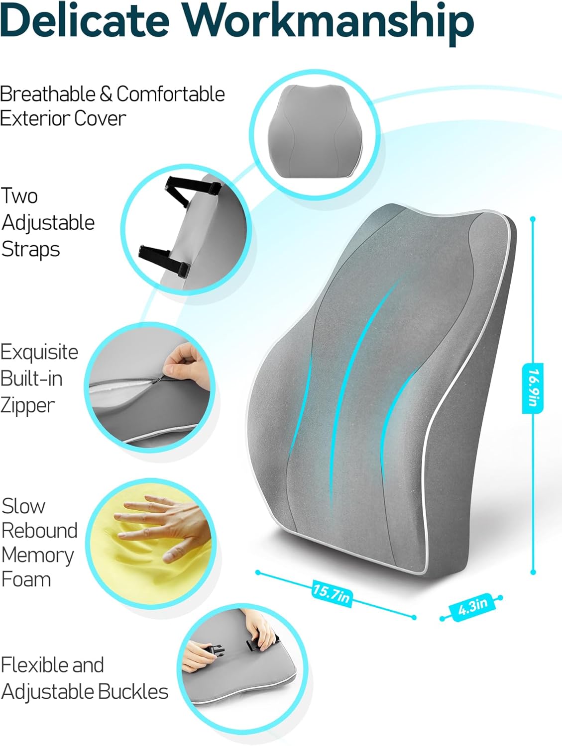 Purilite Select Ergonomic Lumbar Support Cushion