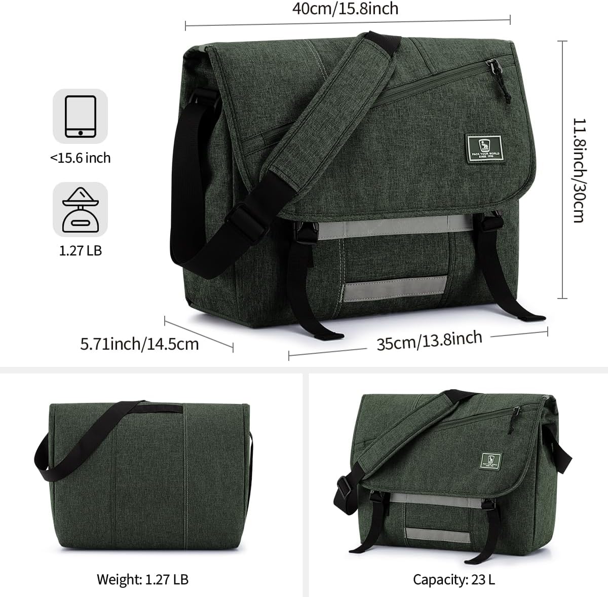 OIWAS Messenger Bag - Messenger Bag Men, Satchel Bags for Women, Lightweight Computer Bag, School Book Bag - PuriLite