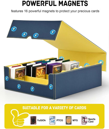 ZLCA Card Storage Box for MTG PTCG, Commander Deck Box Holds 3000+ Cards, Card Storage Case with 4 Stoppers, Card Organizer for TCG Sport Cards (Black)