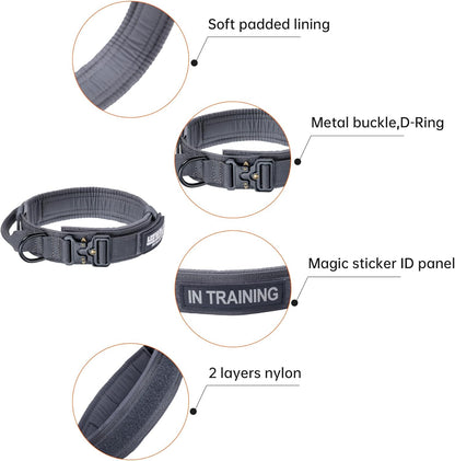 EXCELLENT ELITE SPANKER Tactical Dog Collar Nylon Adjustable K9 Collar Military Dog Collar Heavy Duty Metal Buckle with Handle(Coyote Brown-XL)