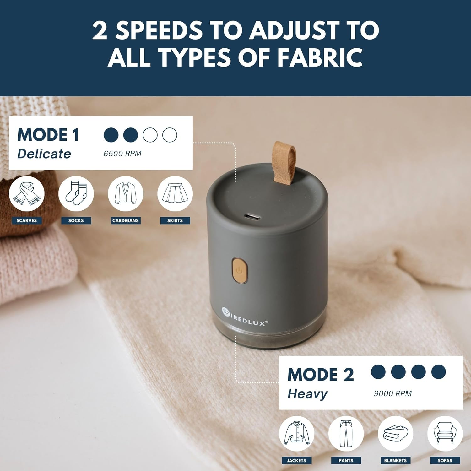 Electric Lint Remover for Clothes & Fabrics – Rechargeable Fabric Shaver with Dual Protection, USB-C Portable Pill Remover for Sweaters, Wool, Cashmere, Blankets (Chicago Grey) - PuriLite