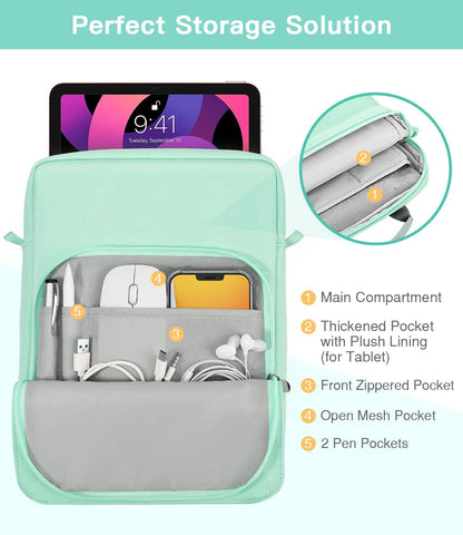 MoKo 13.3-14 Inch Laptop Sleeve Bag Fits MacBook Pro M3/M2 14" 2023, MacBook Pro 13" M2, New MacBook Air 13.6" M3/M2 2024/2022,Tab S8 Ultra 14.6",Handle Carrying Case with Shoulder Strap, Black & Gray - PuriLite