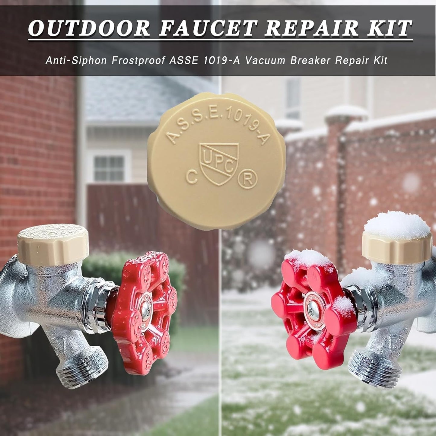 Outdoor ASSE 1019-A Vacuum Breaker Replacement Kit, Outside Faucet Repair Kit, Anti-Siphon Frost-Free Hose Bib Sillcock Valve Faucet Fitting Repair Kit for VACVBKX1B (1 Pack Vacuum Breaker Repair Kit)