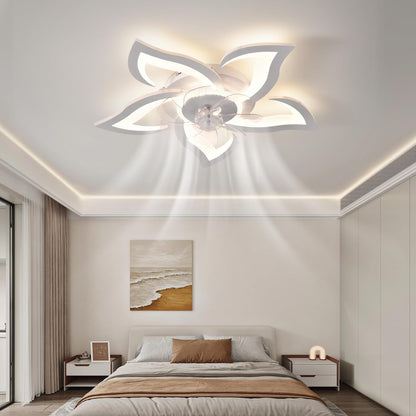 26" Geometric Ceiling Fan with Lights, 6 Speeds 3 Colors Ceiling Fan with Light Remote Control, White Low Profile Flush Mount Ceiling Fan for Kitchen Bedroom Living Room