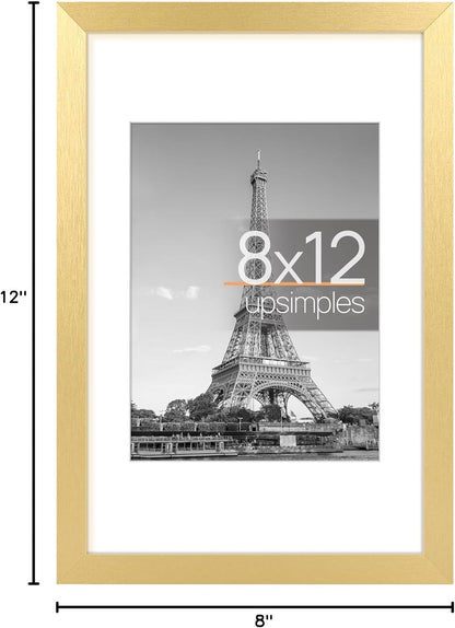 upsimples 11x14 Picture Frame, Display Pictures 8x10 with Mat or 11x14 Without Mat, Wall Hanging Photo Frames, Black