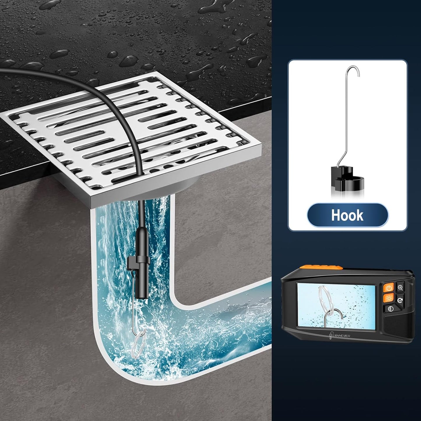 Endoscope Camera with Light, Ennovor 1920P HD, Endoscope Inspection with 8 Adjustable LED Lights, Borescope with Flexible Rigid Snake Camera, IP67 Waterproof and No WiFi Required, for Android iOS