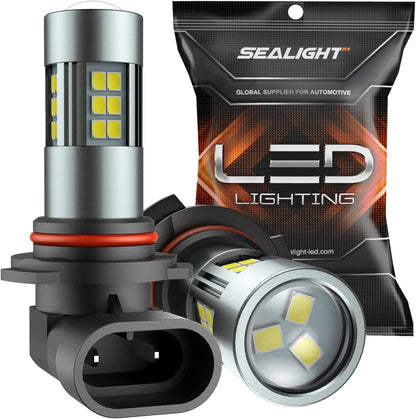 SEALIGHT H11/H8/H16 LED Fog Light Bulbs, 6000K Xenon White, 27 SMD Chips, 360-degree Illumination, Non-polarity