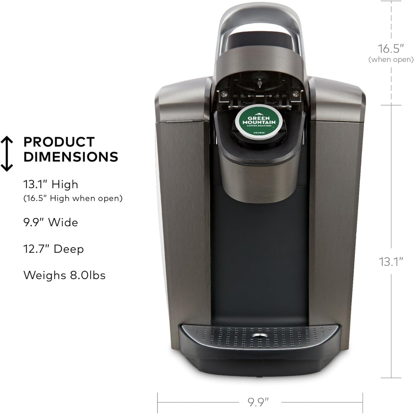 Keurig K-Elite K Single Serve K-Cup Pod Maker, with Strong Temperature Control, Iced Coffee Capability, 12oz Brew Size, Brushed Slate
