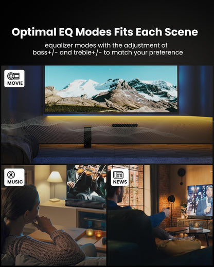 MEVOSTO 2025 Upgraded Sound Bar for TV with Subwoofer, PC Gaming 2.1CH TV Soundbar Deep Bass Computer Sound System BT 5.3/USB/HD-ARC/Optical/AUX Bass & Treble Adjustable- Home Theater