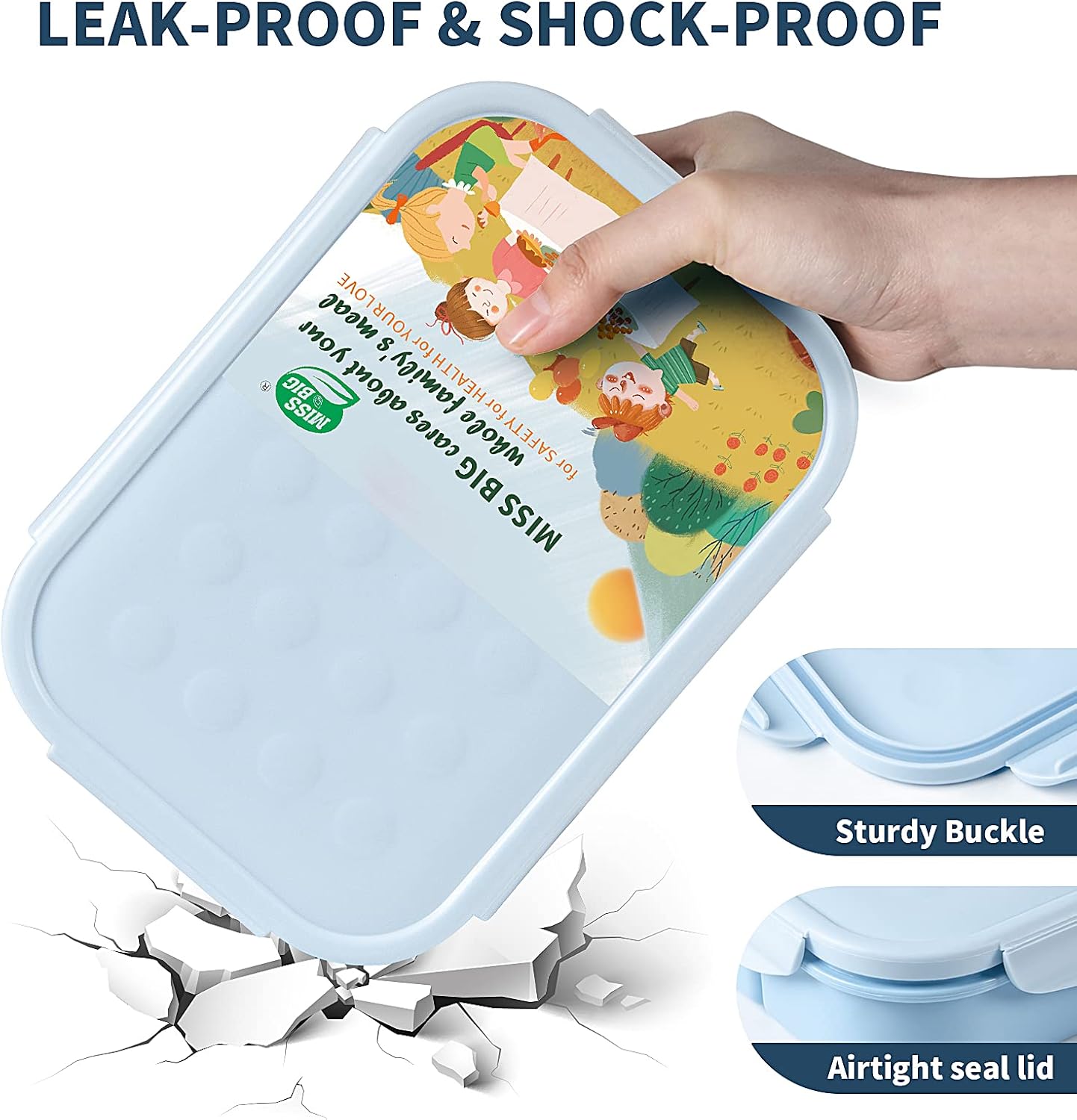 MISS BIG® Bento Box,Lunch Box Adult,Ideal Leak Proof Lunch Containers,Mom's Choice Lunch Box for Kids,No BPAs and No Chemical Dyes,Microwave and Dishwasher Safe Lunch Container (1900ml White)