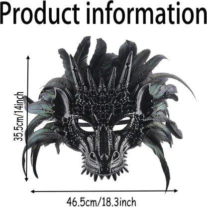 Dragon Cosplay Mask for Halloween and Carnival Half Face Dragon Mask Realistic Design Masquerade,Festivals Costume Accessory