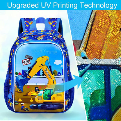 3pcs Backpack for Boys and Girls, 16” Kids Kindergarten Bookbag with Lunch Box, Cute Elementary Backpacks for Boy Girl