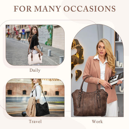 Hobo Bags for Women,VASCHY Vegan Leather Handbag Purse Top Handle Satchel Boho Shoulder Bag with Crossbody Guitar Strap