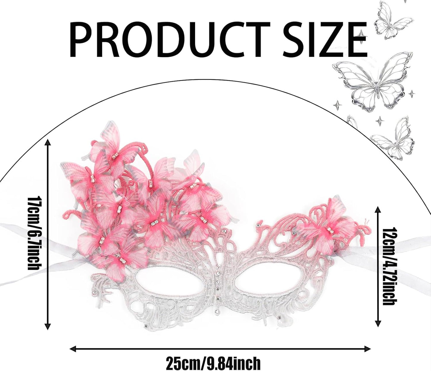 Comott pink halloween Masquerade mask for women and girls - Mardi Gras butterfly mask for halloween Costume parties