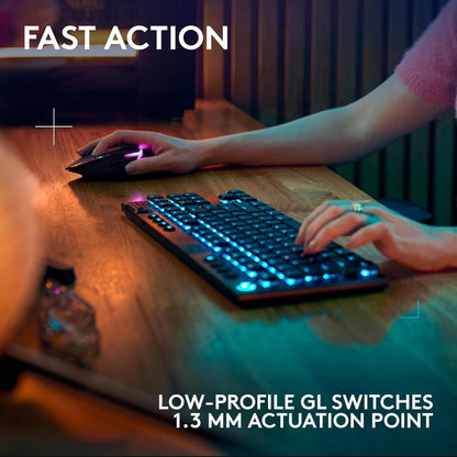 Logitech G915 X Lightspeed TKL Low-Profile Wireless Gaming Keyboard, Double-Shot PBT Keycaps, Fully Programmable Keys, RGB Backlighting, Sleek Aluminum Finishing, GL Brown Tactile - PC/Mac