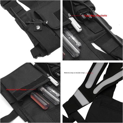 Klykon Radio Chest Harness,Single Pack Pouch Holster Vest Rig for Motorola,Midland,Kenwood,Baofeng,Retevis Walkie Talkies
