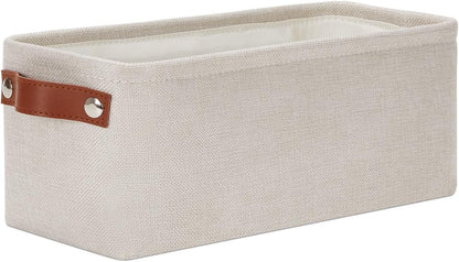 DULLEMELO Storage Baskets for Shelves, Fabric Collapsible Rectangular Storage Bins for Shelves, Closets, Nursery, Home, Office, Empty Gift Baskets (White&Teal)