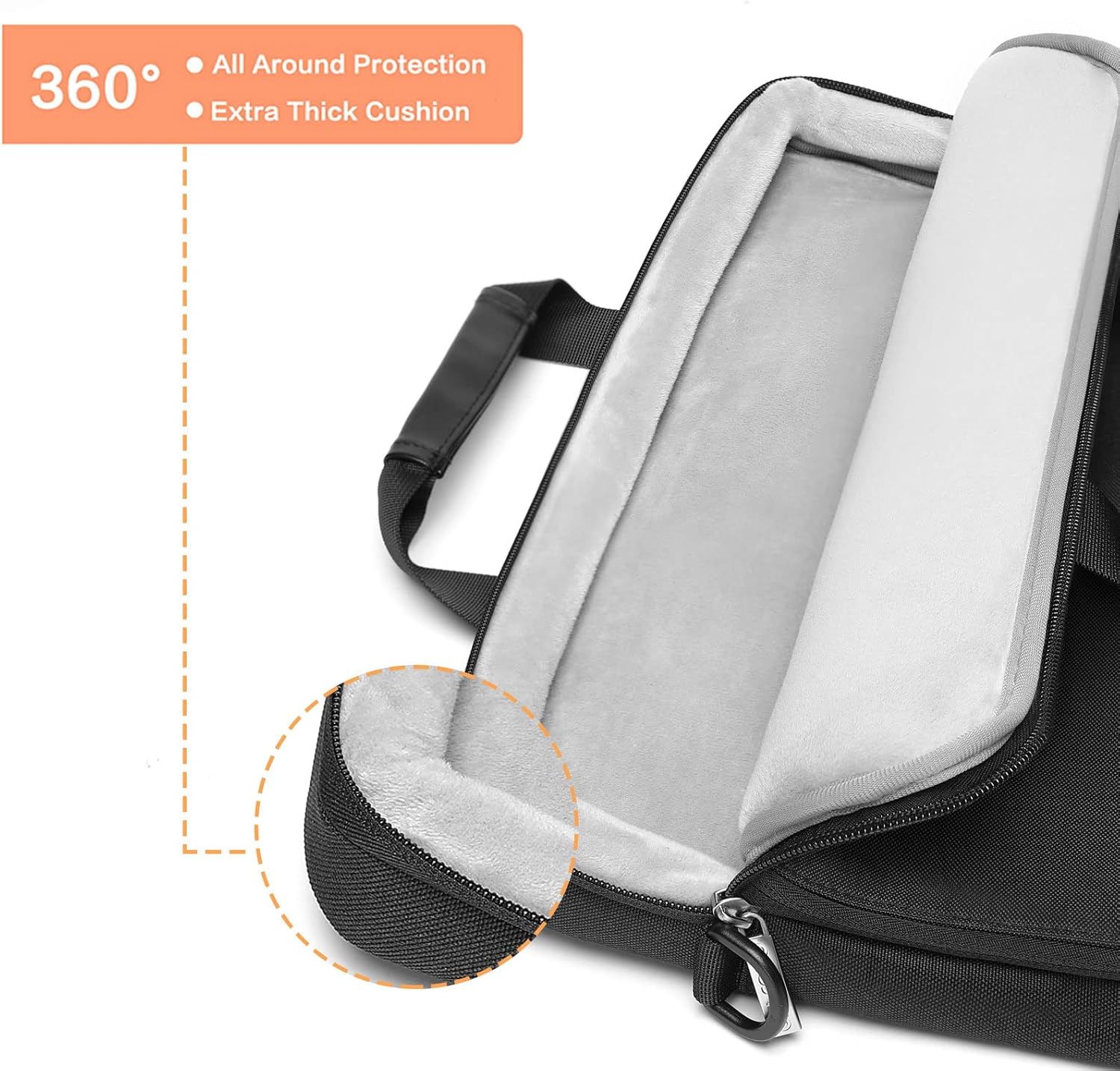 MOSISO 360 Protective Laptop Shoulder Bag Compatible with MacBook Pro 16 2023-2019 M2 A2780 M1 A2485 Pro/Max A2141,15-15.6 inch Notebook,Polyester Sleeve with 3 Front Pockets&Fix Handle&Belt,Black - PuriLite
