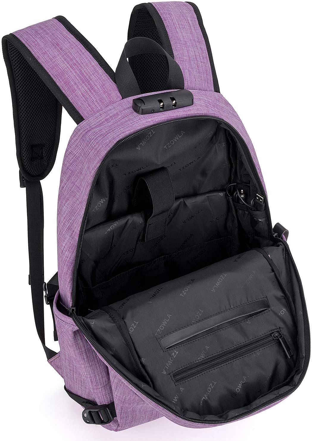 Tzowla Laptop Travel Slim School Backpack Water Resistant Anti-Theft Bag with USB Charging Port and Lock 15.6 Inch Computer Business Backpacks for Men Women College Student Gift,Bookbag Casual Daypack