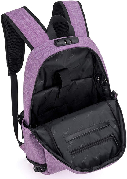 Tzowla Laptop Travel Slim School Backpack Water Resistant Anti-Theft Bag with USB Charging Port and Lock 15.6 Inch Computer Business Backpacks for Men Women College Student Gift,Bookbag Casual Daypack