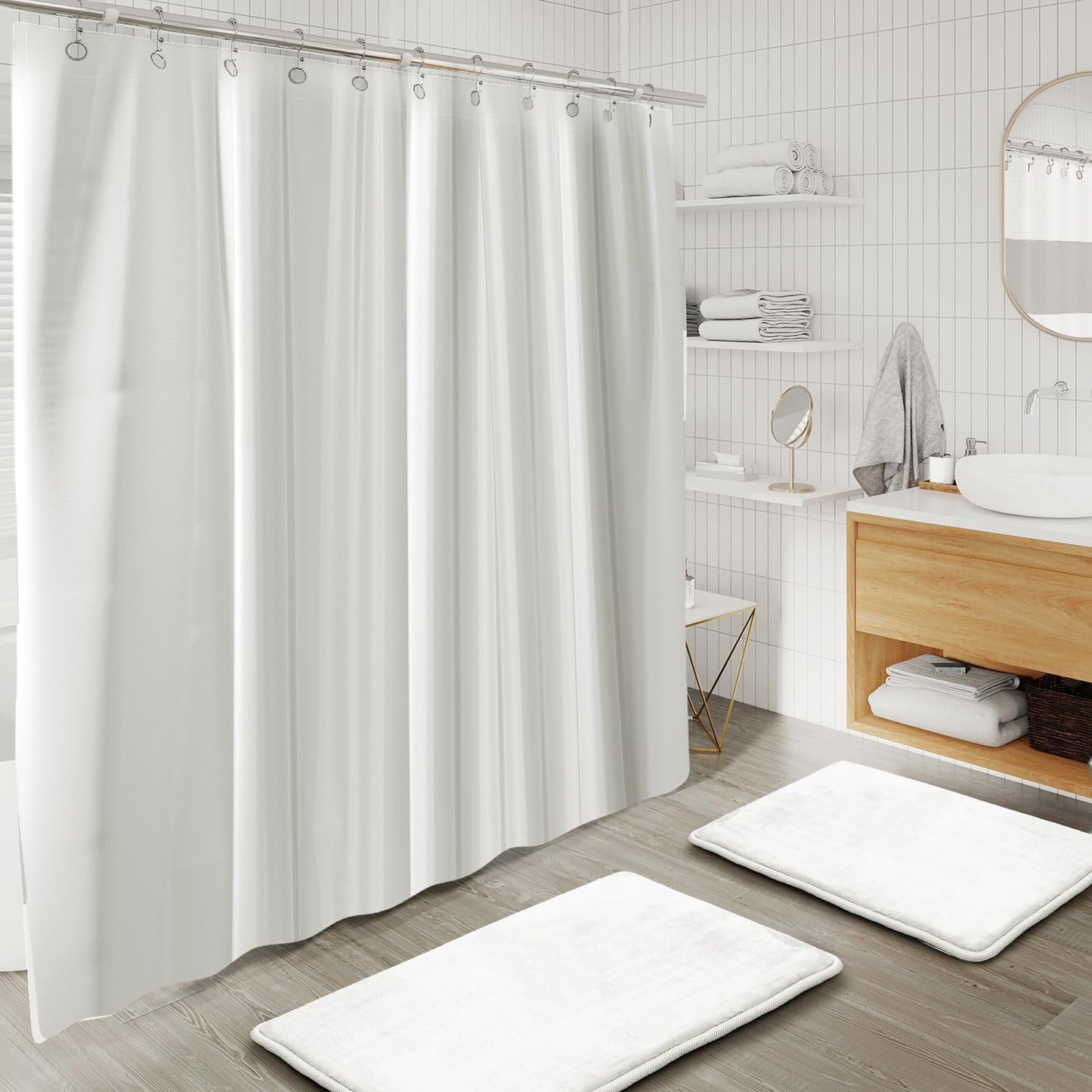 Clara Clark Bathroom Set - Gray Bathroom Accessories Set, Bathroom Sets with Shower Curtain and Rugs, 23PC Shower Curtain Set with Liner, Soap Dispenser, Soap Dish, Toilet Brush Holder, and Trash Can