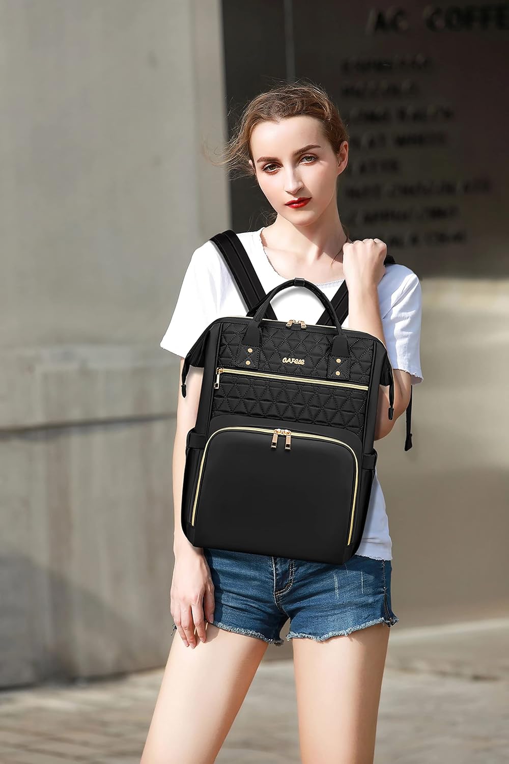 Laptop Backpack for Women Men, Water Resistant Travel Work Backpacks Purse Stylish College Business Teacher Nurse Computer Bag, Fits 17.3" Laptop Light Blue