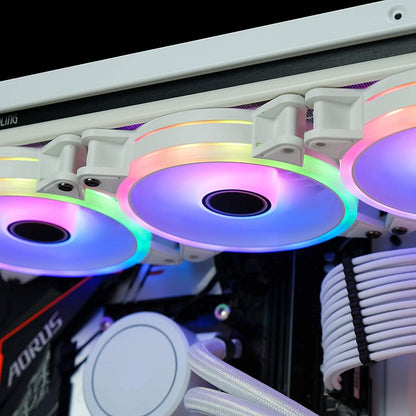 EZDIY-FAB White Moonlight 120mm RGB Case Fan with Fan Hub X and Remote,Motherboard Aura SYNC,Speed Control,Addressable Fan for PC Case-3 Pack