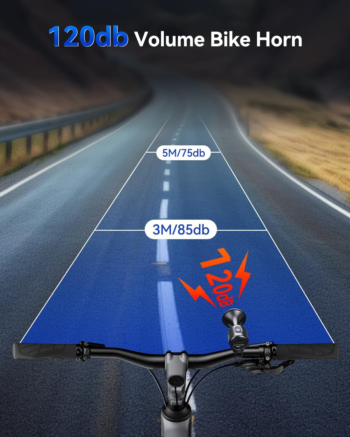 EQIIO Electric Bike Horn for Adults Kids, 120db Loud Bicycle Horn for Handlebars, IPX4 Waterproof Bike Bell for Bike, Scooter, EBike