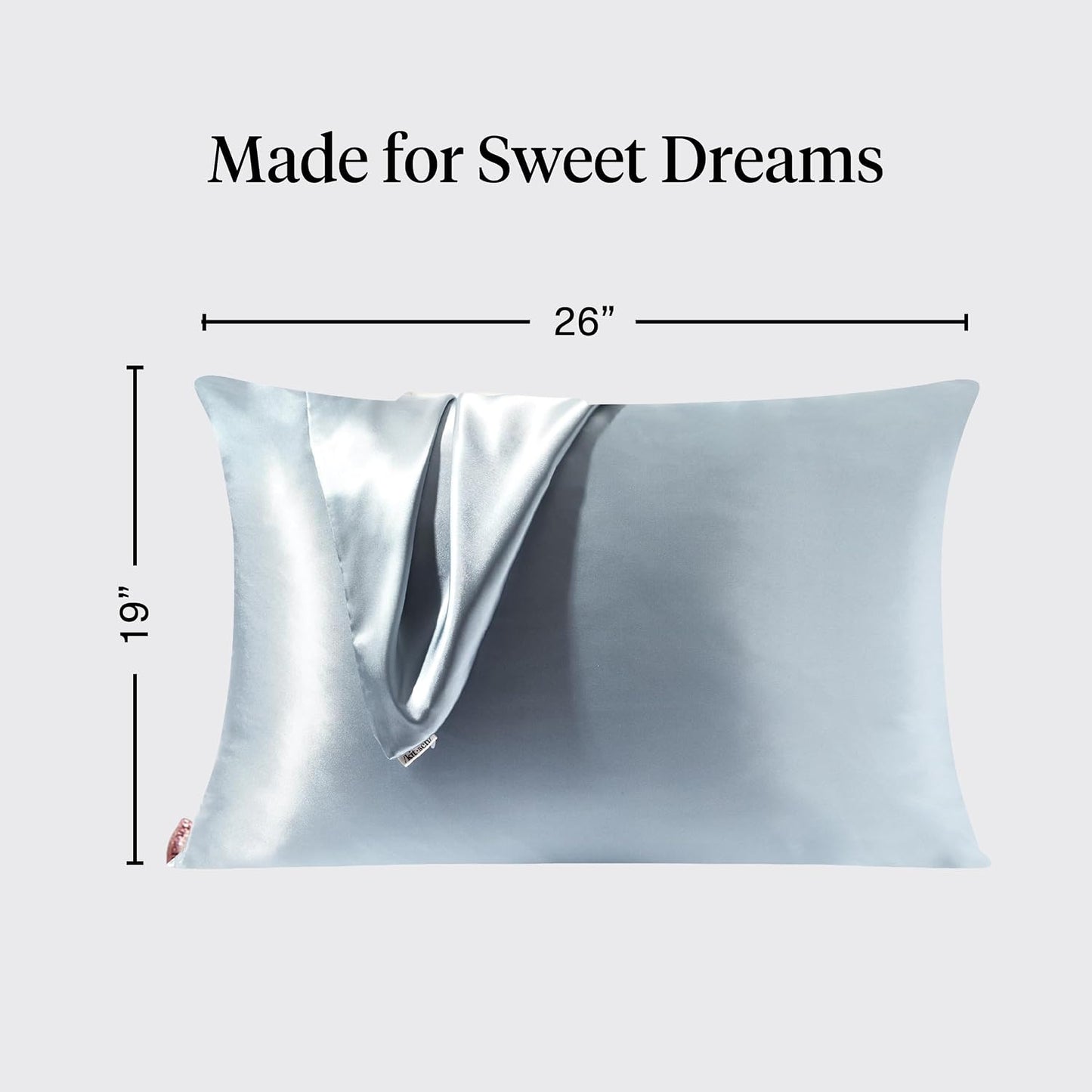 Kitsch Satin Pillowcase with Zipper, Standard Size 19"x26" - Haze Blue | Softer Than Silk Pillow Cases, Smooth Cooling Satin Pillow Case for Hair and Skin, Wrinkle-Free, Machine Washable