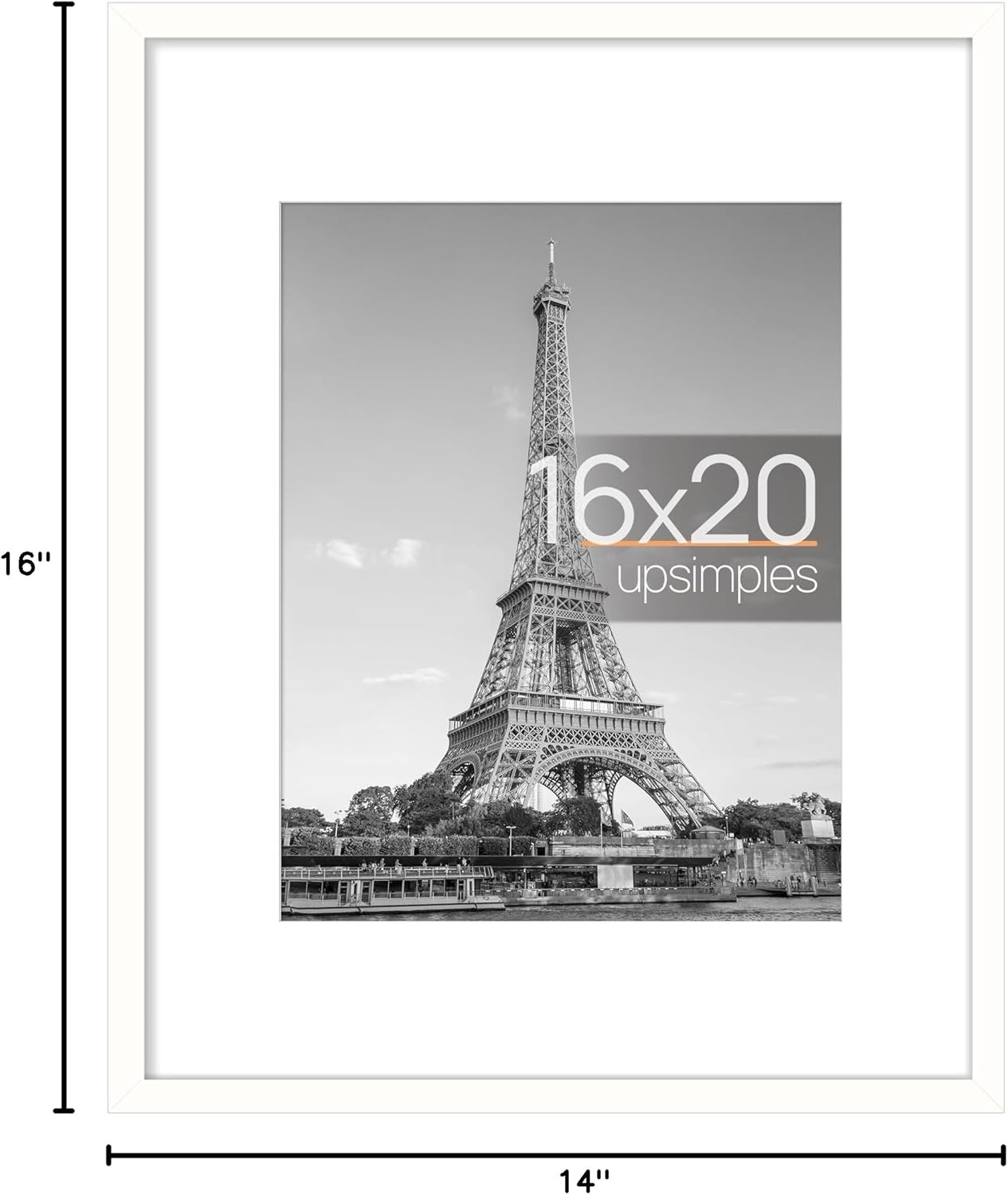 upsimples 11x14 Picture Frame, Display Pictures 8x10 with Mat or 11x14 Without Mat, Wall Hanging Photo Frames, Black