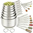 Measuring Cups, U-Taste Measuring Cups and Spoons Set of 15 in 18/8 Stainless Steel : 7 Measuring Cups and 7 Measuring Spoons with 2 D-Rings and 1 Professional Magnetic Measurement Conversion Chart
