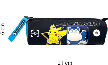 CyP Brands - Pokémon - Cylinder Pencil Case, Pencil Case, School Supplies, Geo, Pencil Case, Black, Official Product, Black/White, Estandar