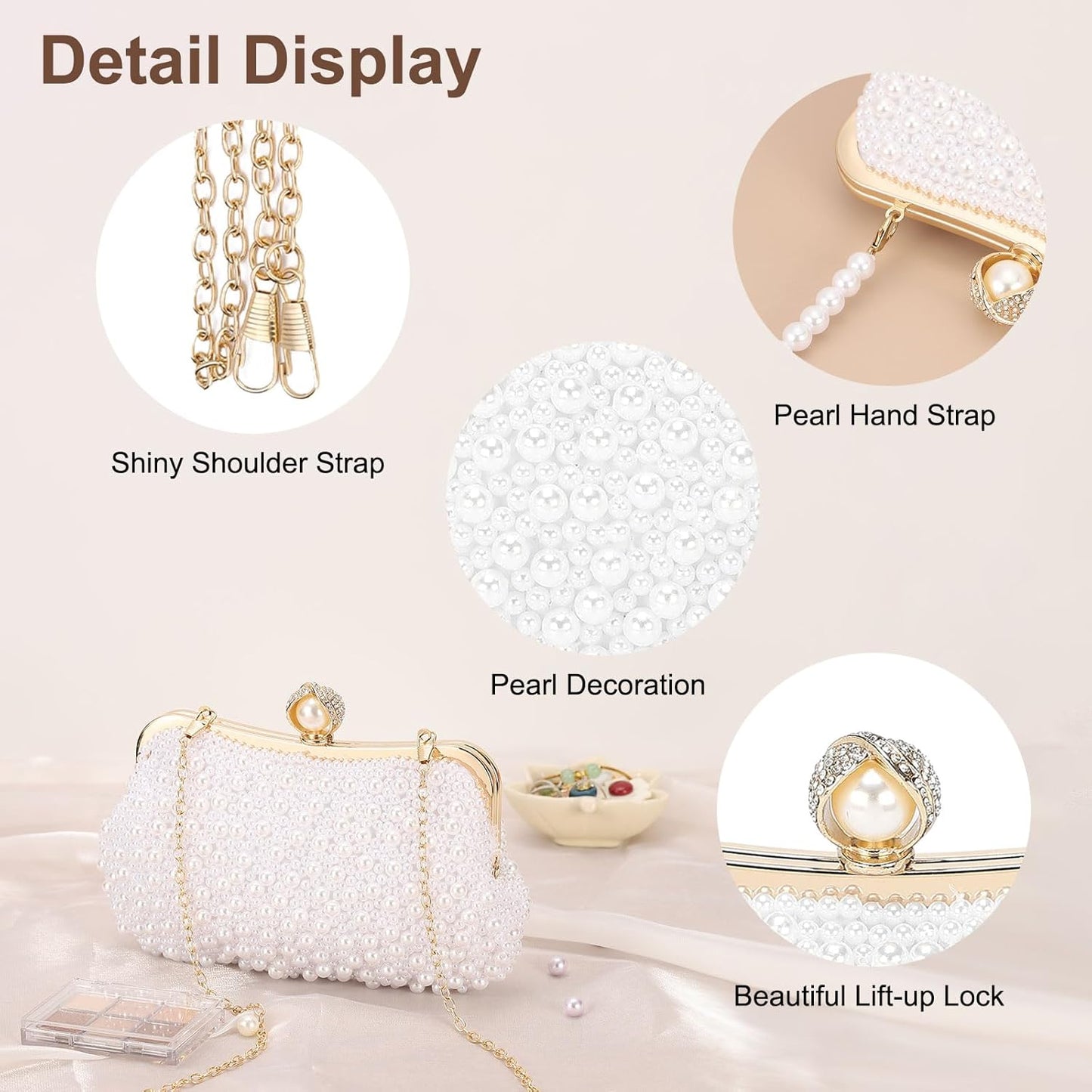 DTGN Clutch Purse Evening Clutch Bag Handbag Cross Body Bag for Women Formal Wedding Club Party