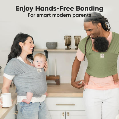 KeaBabies Baby Wrap Carrier - All in 1 Original Baby Carrier Newborn To Toddler Sling, Easy to Wear, Hands Free Bonding, Lightweight, Breathable Infant Wraps (Trendy Black)