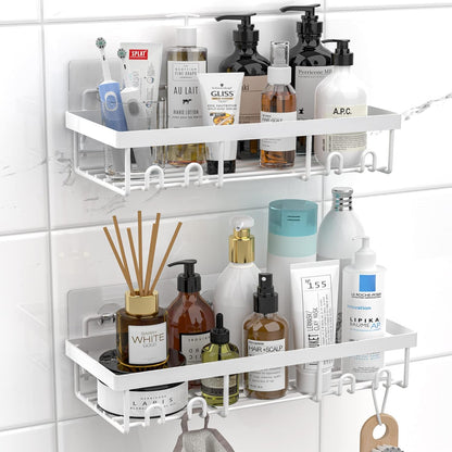 Moforoco Shower Caddy Shelf Organizer Rack, Self Adhesive Black Bathroom Shelves Basket, Home Farmhouse Wall Shower Inside Organization and Storage Decor Rv Accessories, First Apartment Essentials