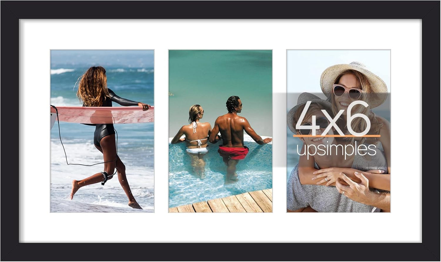 upsimples 11x14 Picture Frame, Display Pictures 8x10 with Mat or 11x14 Without Mat, Wall Hanging Photo Frames, Black