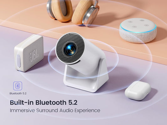 [270°Adjustable Stand] Mini Projector with 5G WiFi and Bluetooth, WiMiUS S27 Portable Projector 1080P, 200" Screen Bluetooth Projector, Auto Keystone Outdoor Projector for Phone/TV Stick/HDMI/PS5 - PuriLite
