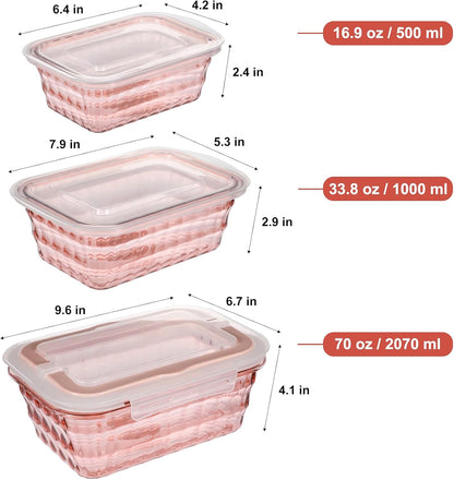 Taiuloo Set of 3 Food Storage Containers with Lids & Handle, BPA Free Plastic Meal Prep & Salad Bowl Containers To Go for Lunch, Salad Serving Bowls for Snack, Fruit, Veggie, Green