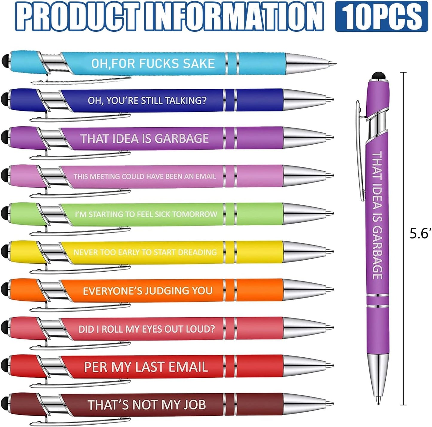 Funny Pens Negative Sarcastic Hilarious Quotes Work Ballpoint Pens Sarcastic Ballpoint Pens for Adults Office Supplies for Coworker Women Men Work Colleague Favors