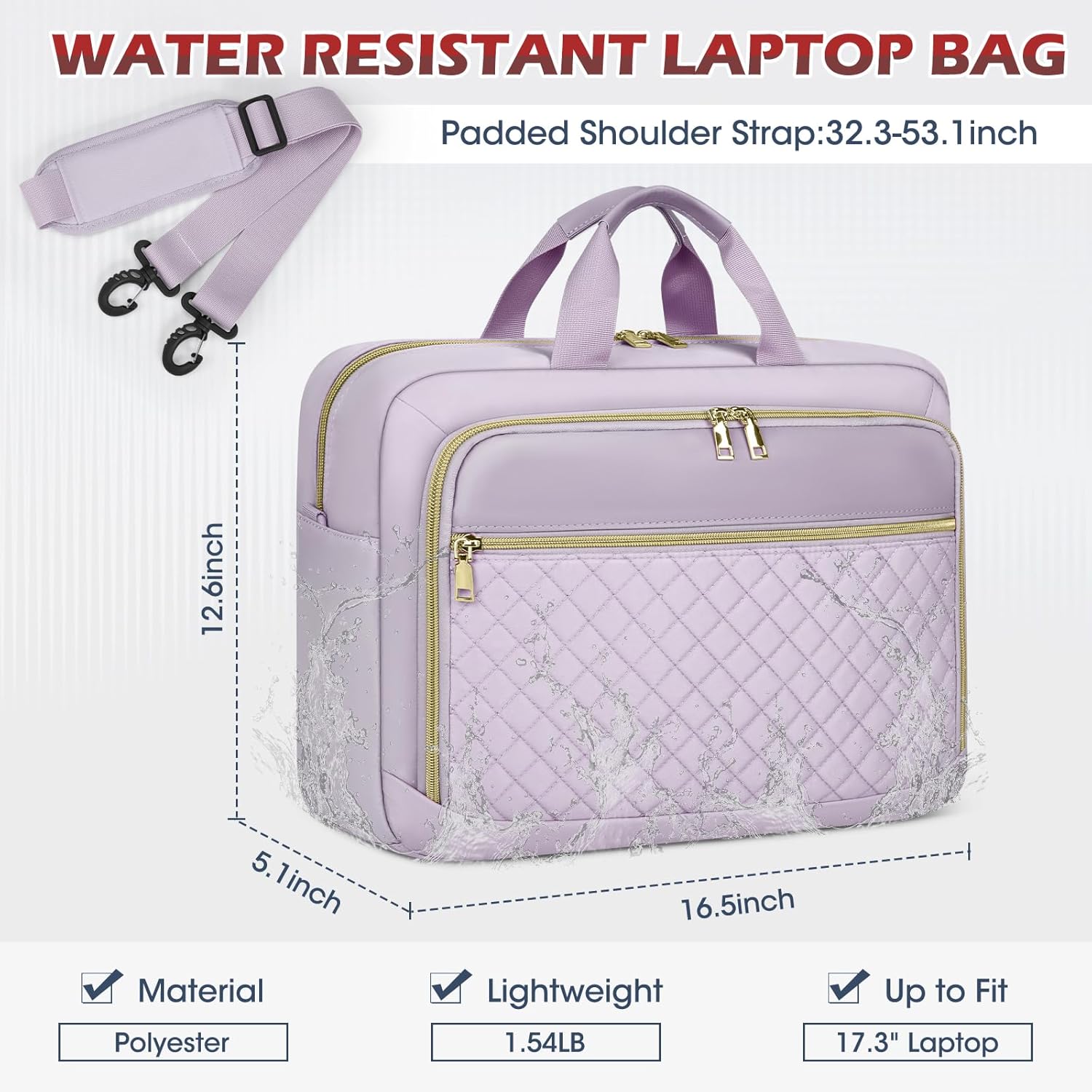 Laptop Bag 17 Inch Laptop Briefcase for Women Waterproof Computer Messenger Bag Professional Laptop Case for Business Work - PuriLite