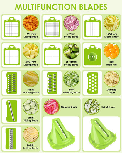 Vegetable Chopper for Kitchen, 26 in 1 Onion Chopper Slicer Dicer Potato Cutter Food Chopper Veggie Salad Maker Dicing Machine Potato Fruit Dicer with Container