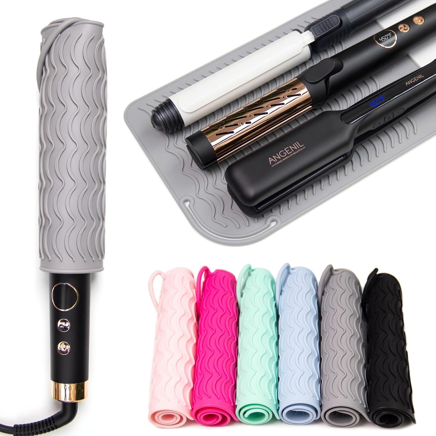 ANGENIL Pro Travel Flat Iron Heat Resistant Silicone Mat Pad, for Hair Straightener Tools, Travel Ceramic Titanium Flat Iron, Hair Curler, Curling Iron Wand Mat for Counter Large Size 11.02" x 7.9"