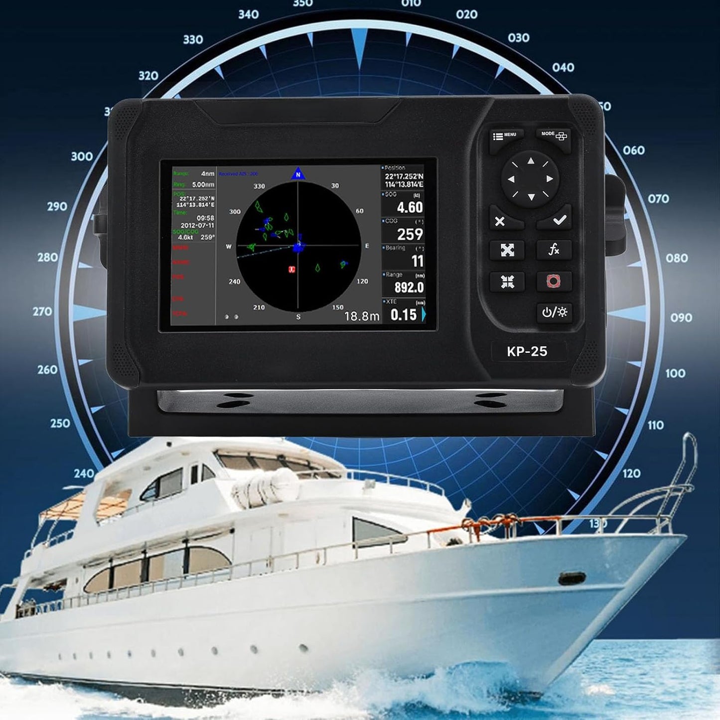 Xiuganpo Chart Plotter Marine, IP66 Waterproof Marine Plotter Marine Navigator with 5in Color TFT LCD Screen, Accurate Fish Finders Depth Finders for Boats, Safety Alarm System, Xiuganpou2qnid569t