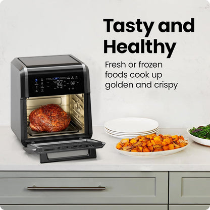 Chefman 12-Quart 6-in-1 Rotisserie Air Fryer Oven & Dehydrator, 12 Presets, Touchscreen, Family Size, Dishwasher-Safe Parts, Black
