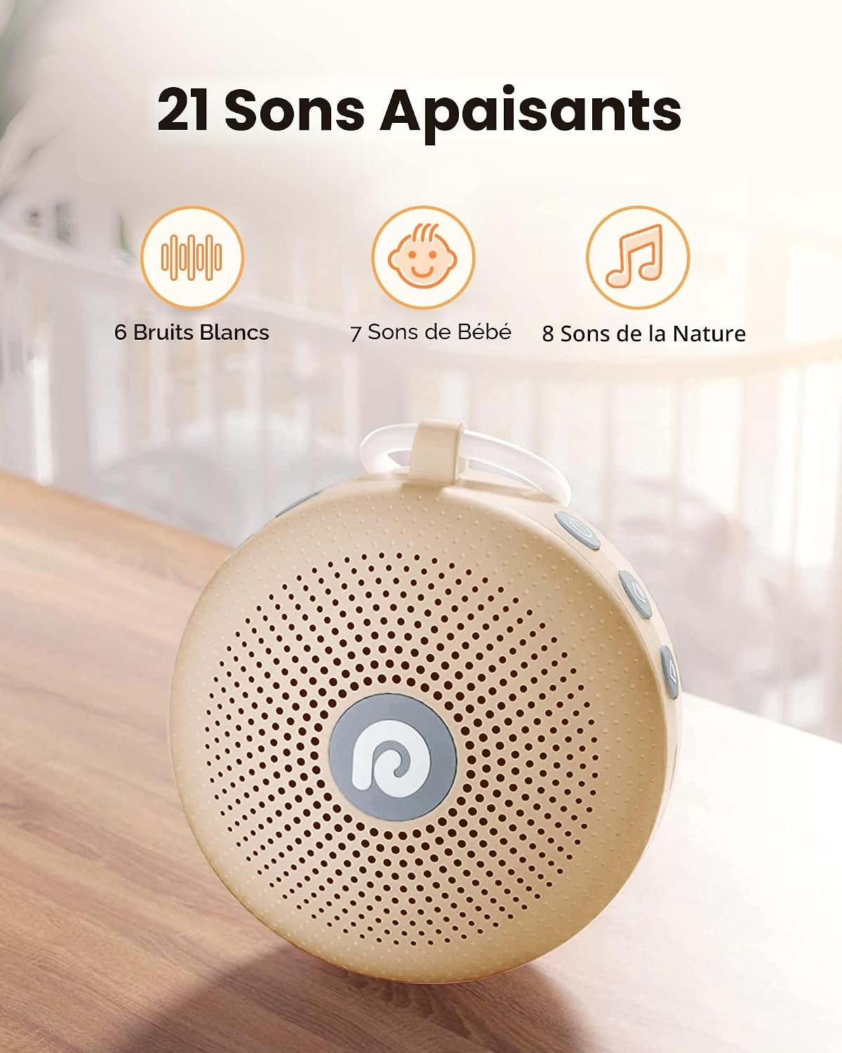 Dreamegg Machine à bruit blanc - Machine à son portable pour bébé et adulte, avec batterie puissante, 21 sons apaisants, annulation de bruit pour le bureau, thérapie sonore pour la maison, voyage