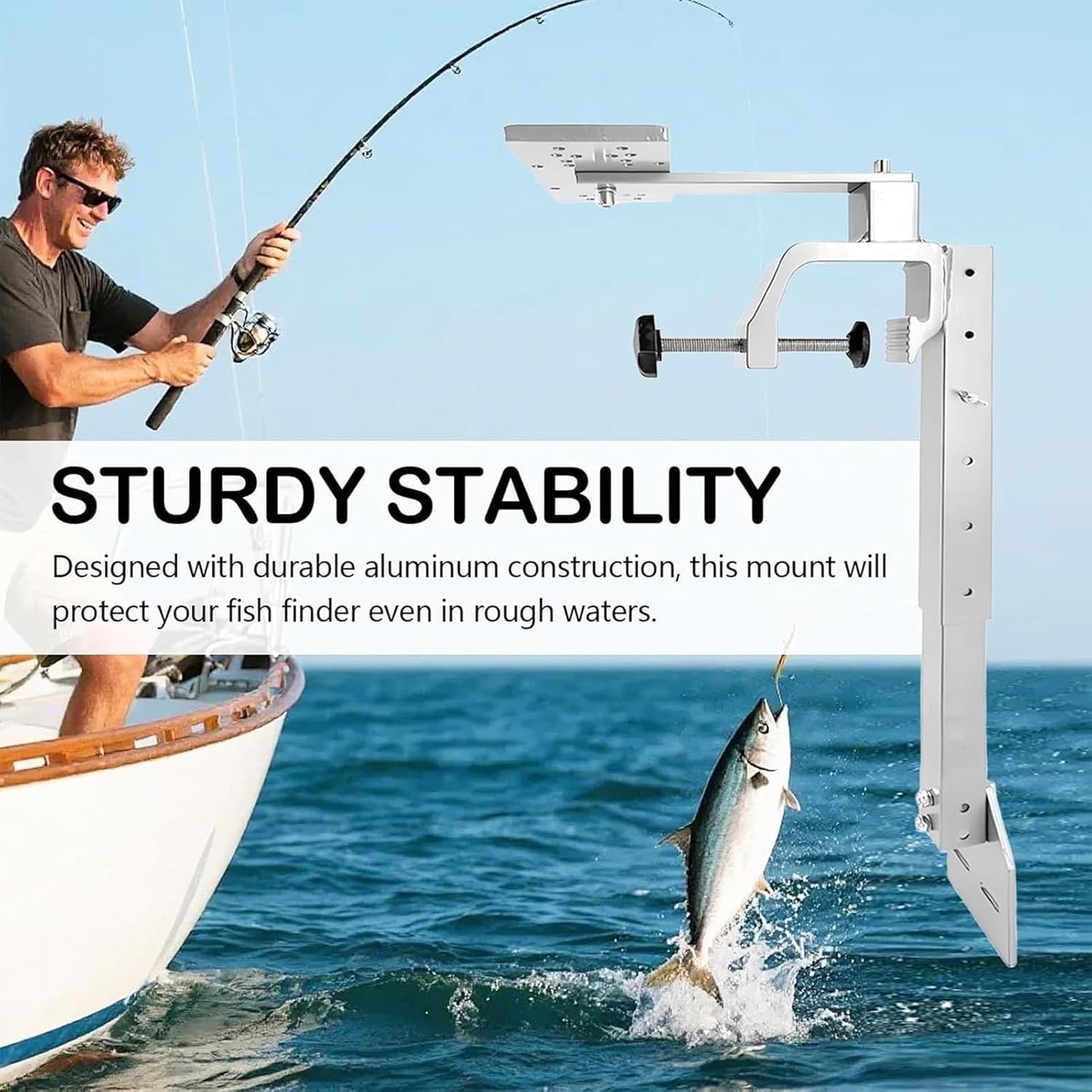 Fish Finder Bracket - Fish Finder Mounts for Boats | Marine Mount Holder | 360 Degree Rotating Adjustable Mount Holder Durable Fishing Accessory for Boat Kayak Saltwater Marine Freshwater Fishing