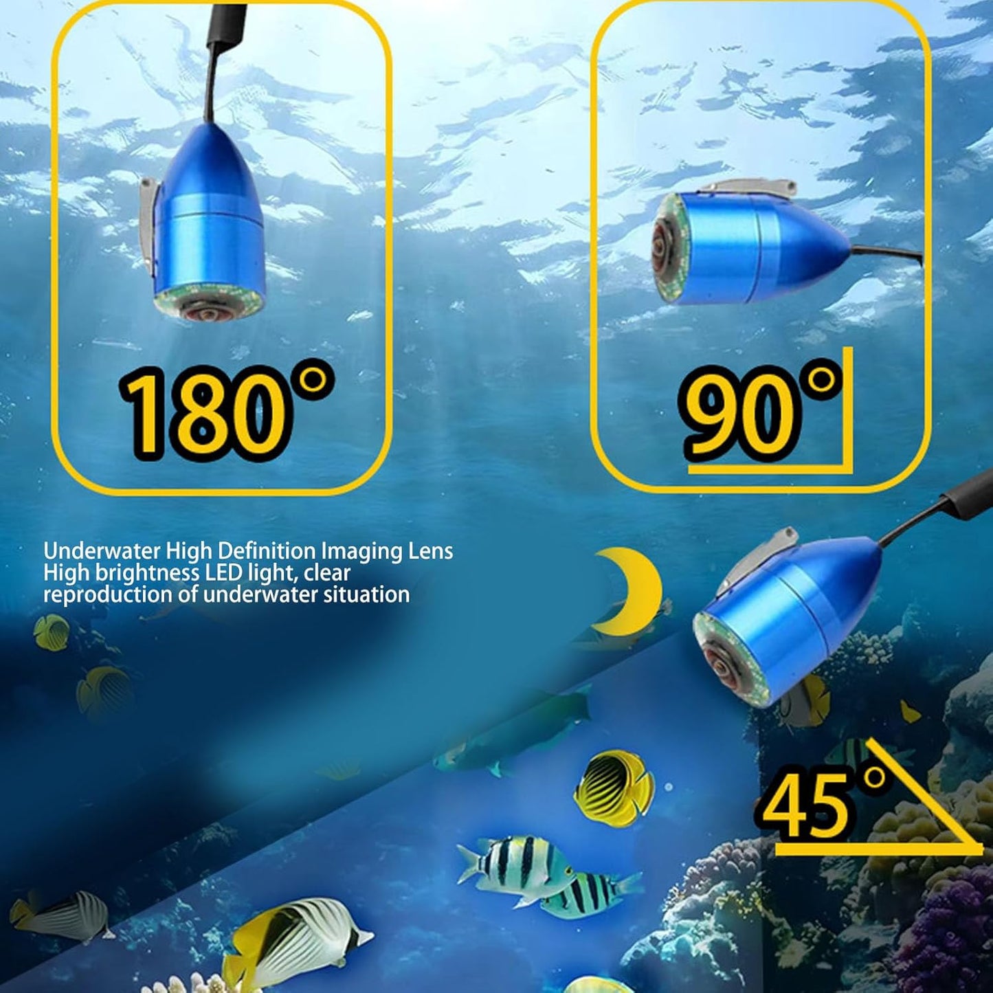 Sanpyl Underwater Fishing Camera, 1080P HD Fish Finder with 195° Wide Angle View and 7 Inch Screen, for Ice Lake Boat Kayak Fishing, 20m Cable (US Plug)