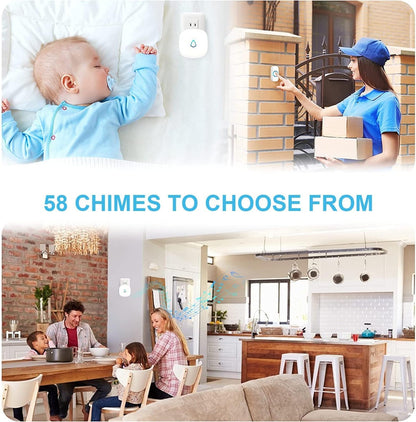 SECRUI Doorbell, 58 Chimes, Easy Installation, 1000ft Wireless Range, White